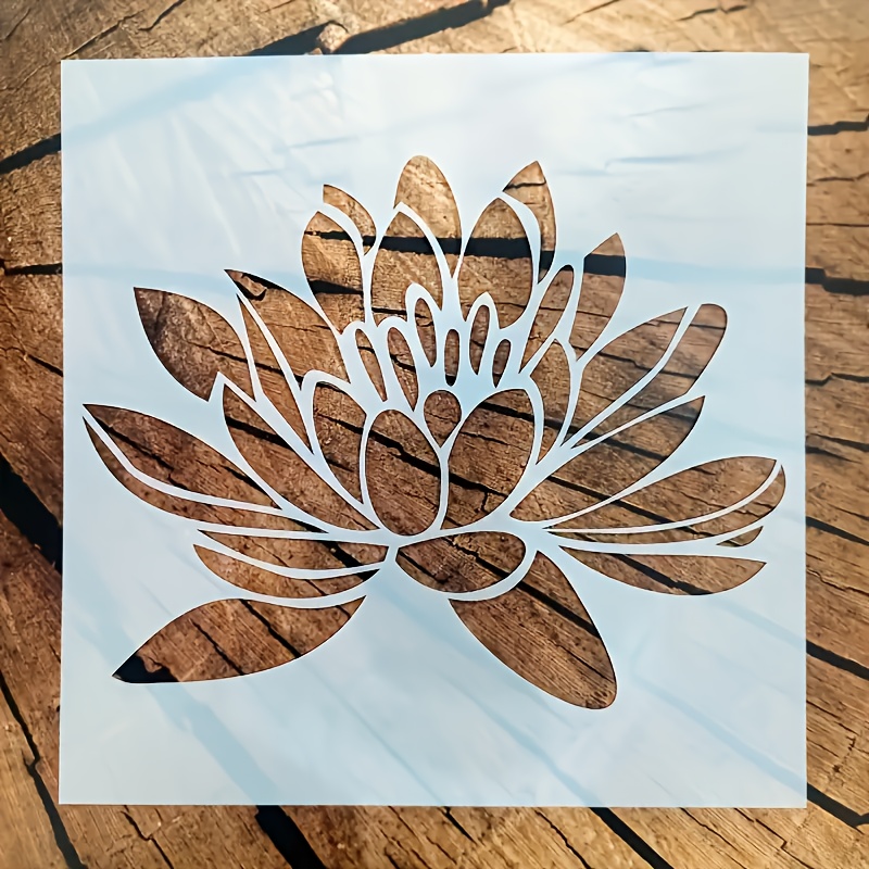 E-shop Große wiederverwendbare Lotus-Schablone aus Kunststoff - Waschbare Bastelschablone für Stoff, Wandkunst, Möbel und Taschenmalerei -