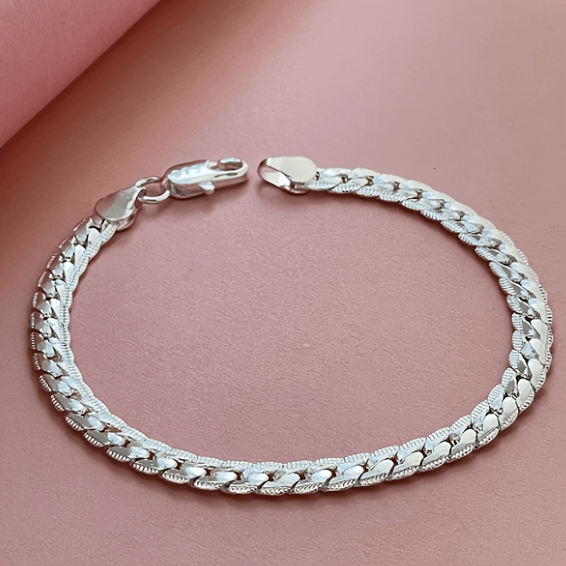 TEMU Bracelet de mode en dentelle de voiture plaqué argent 925 pour hommes et femmes, bijou parfait comme cadeau pour les couples/parents