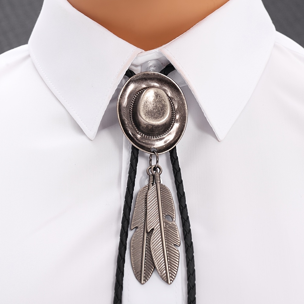 Vintage Denim Metal Tie with Paisley Bow Tie