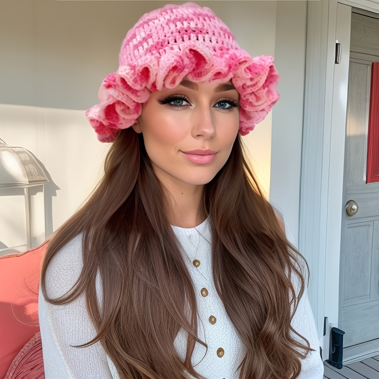 ruffle hat sold on Temu United States display picture 1