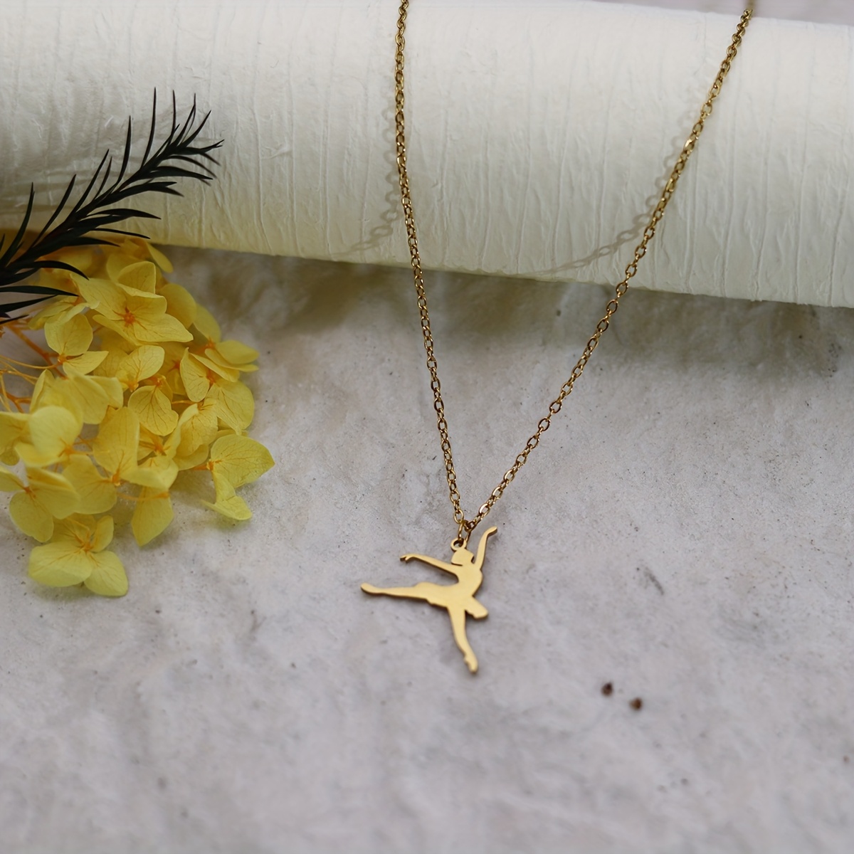 TEMU Minimalist Ballet Pendant Necklace - Bohemian Retro Ballerina Thin Chain Suitable For Daily Wear, Gift, Birthday Present, Elegant Accessory For