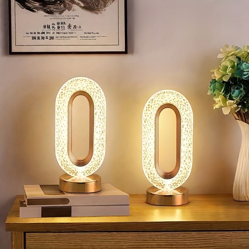 2pcs usb rechargeable   led desk lamp modern minimalist oval crystal table light mini usb charging nightlight for office bedroom reading living room with 3   dimmer   decor accessory for study rooms bars and stylish tables Product details 1