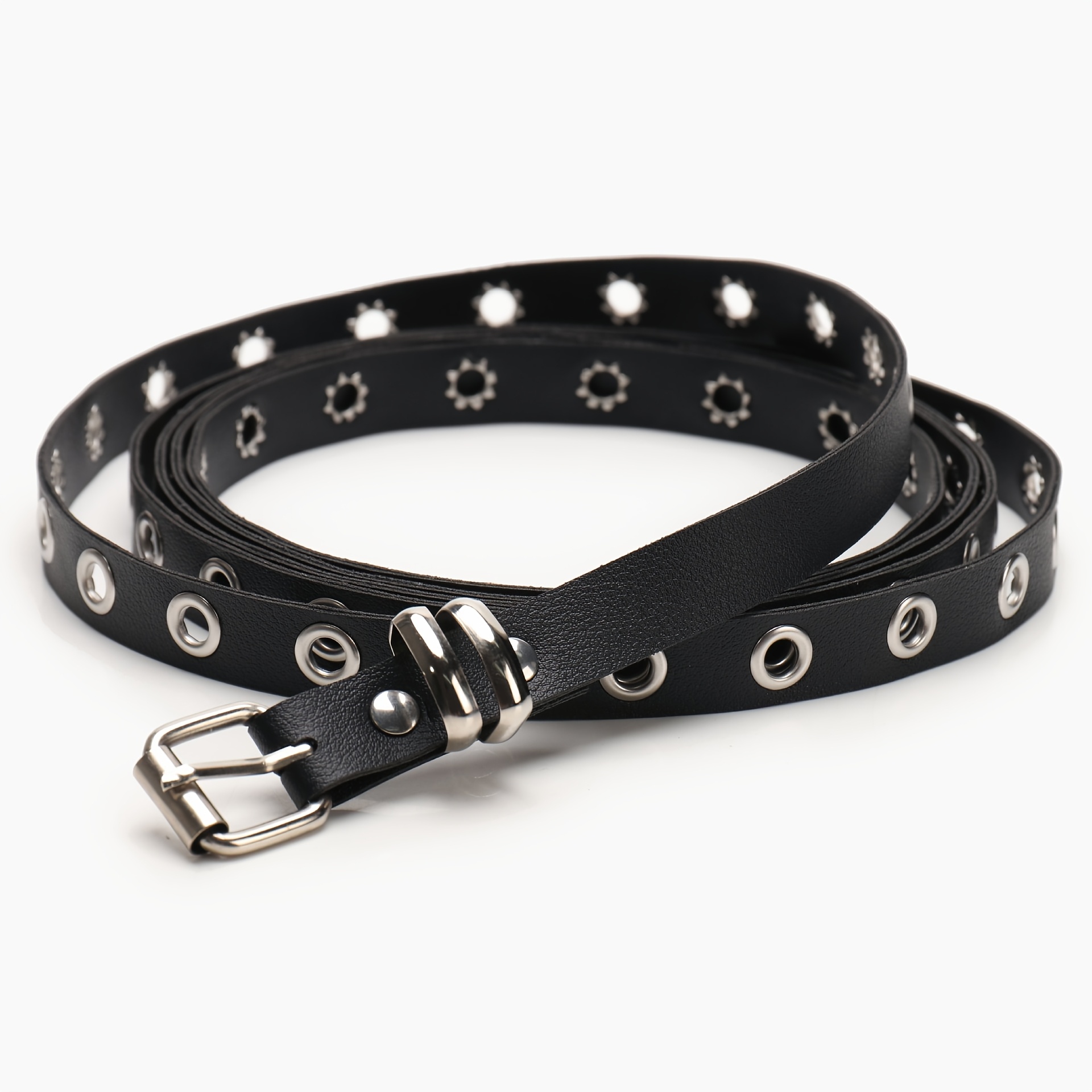 TEMU Ceinture de taille double épaisseur trou de style coréen de créateur pour femme, accessoire polyvalent et tendance, ceinture de jupe pour femme