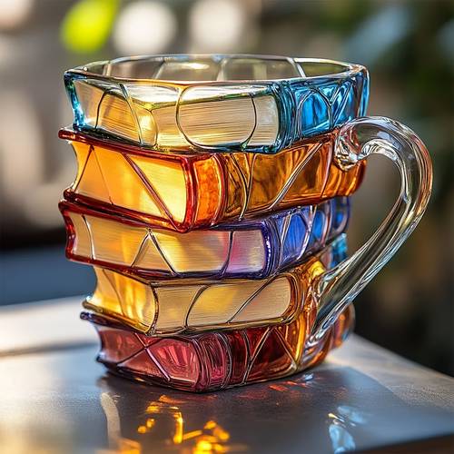 painted book mug novelty 3d painted books coffee mug unique books stack coffee cup collection gifts for literature lovers