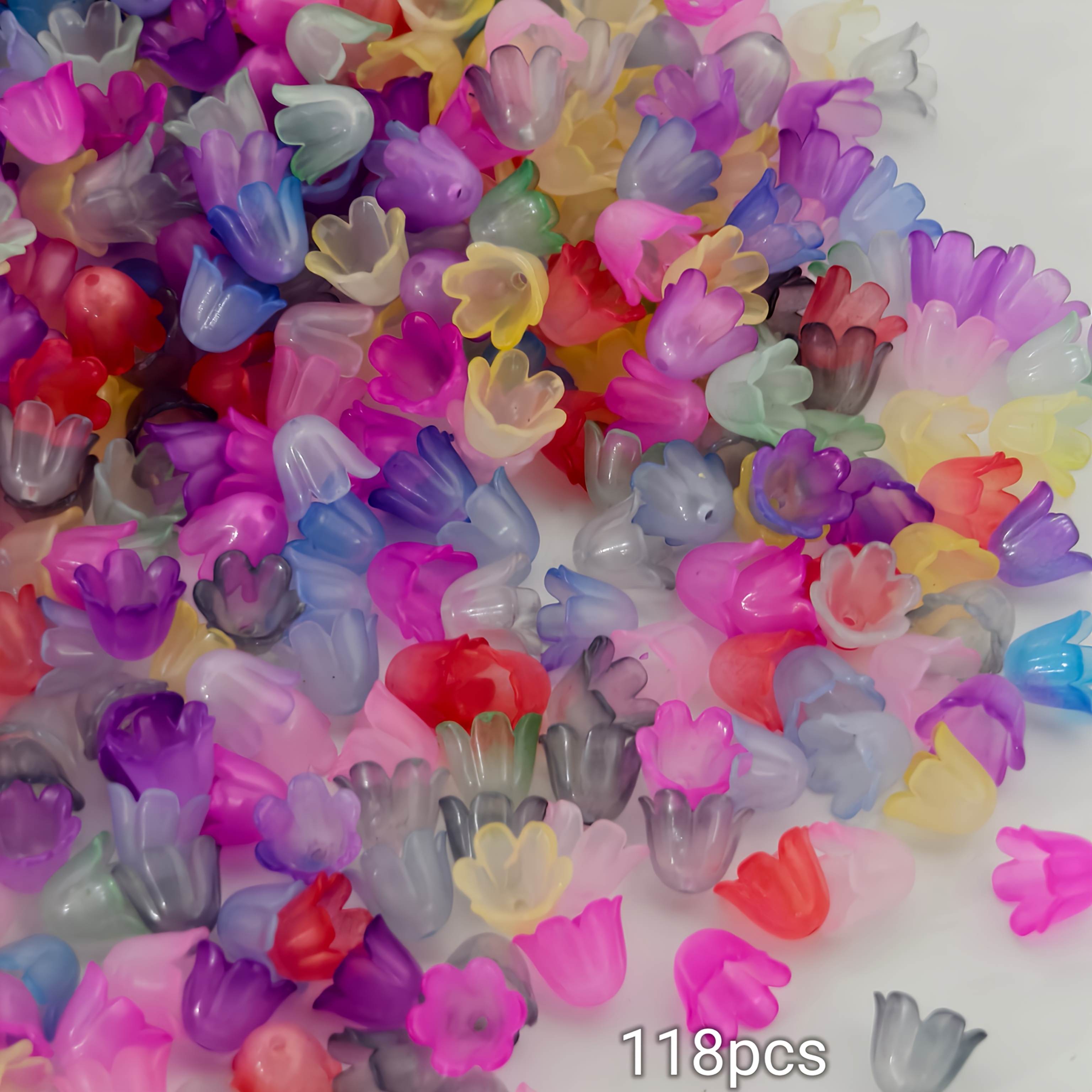 TEMU 118pcs 9*10Mm Acrylique Nouveau Dégradé de Carillon Éolien Couleurs Fleur Adapté aux Boucles d'Oreilles Artisanales Ornements Pendentifs,