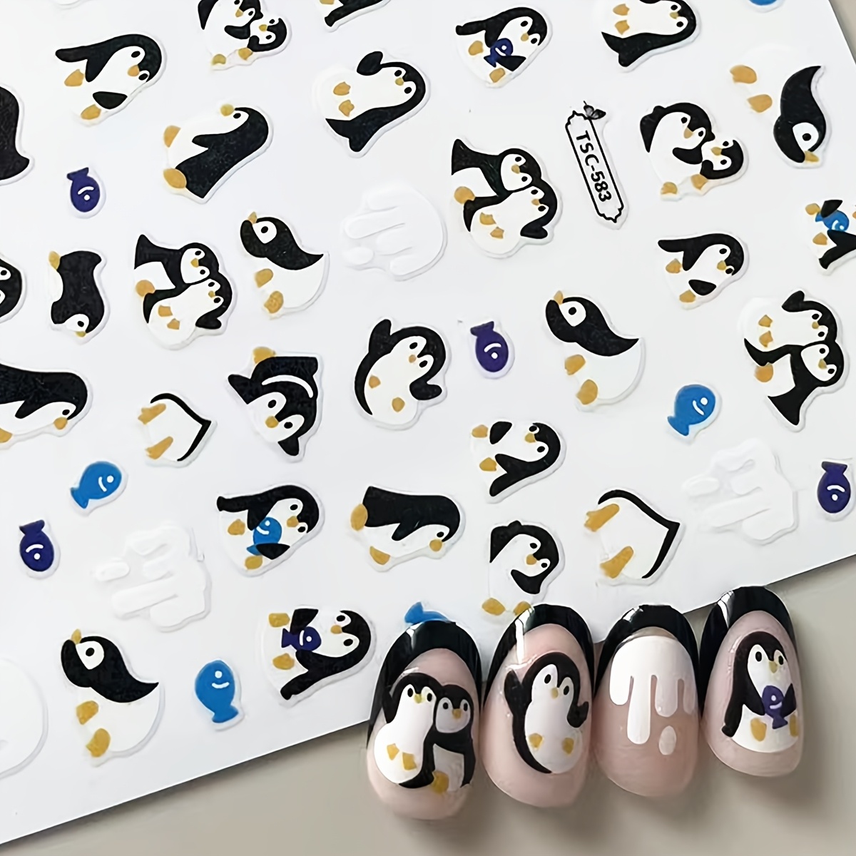A Cute Penguin Nail Art Sticker For Nails