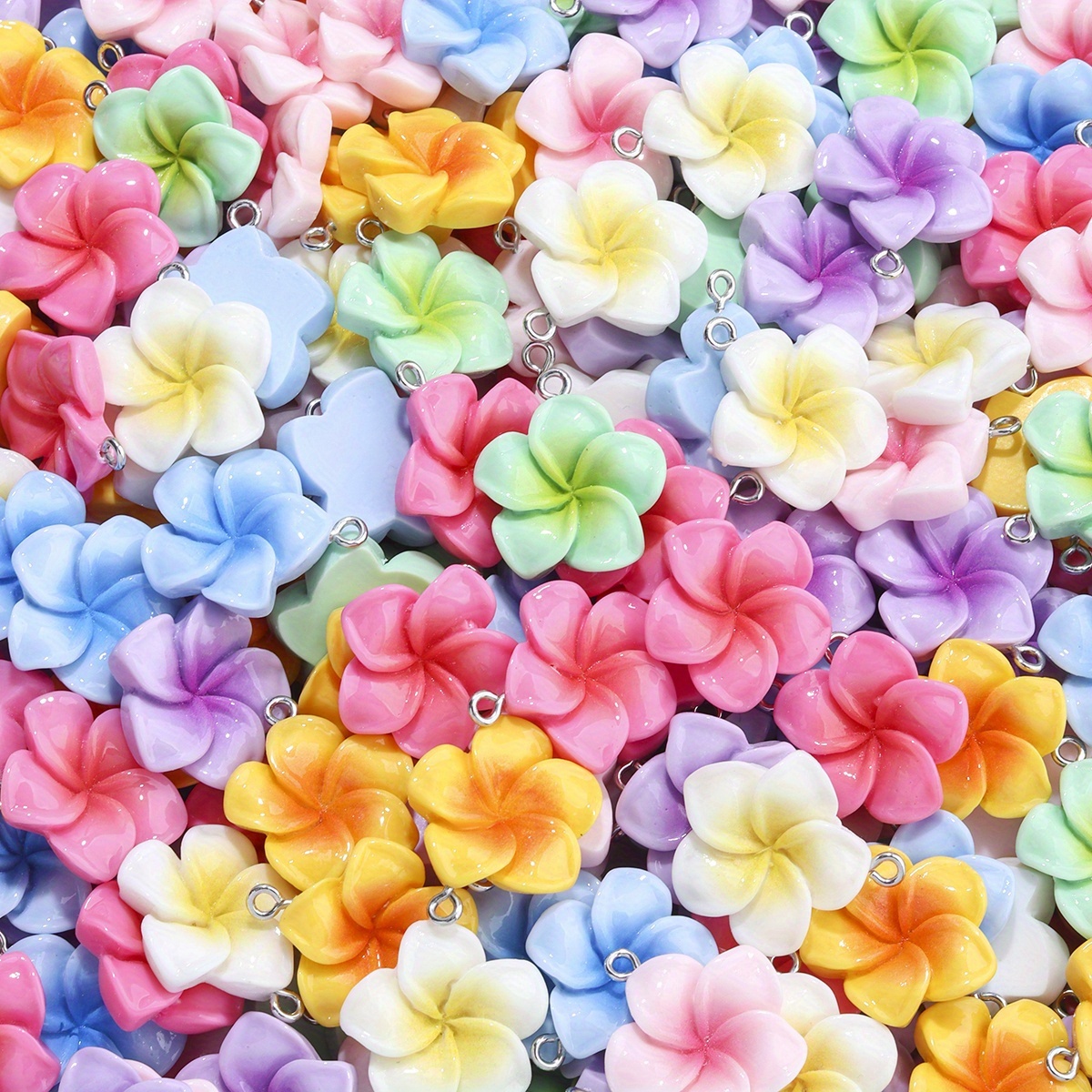 30/50pcs Mixed Resin Flower Pendants for DIY Jewelry Making