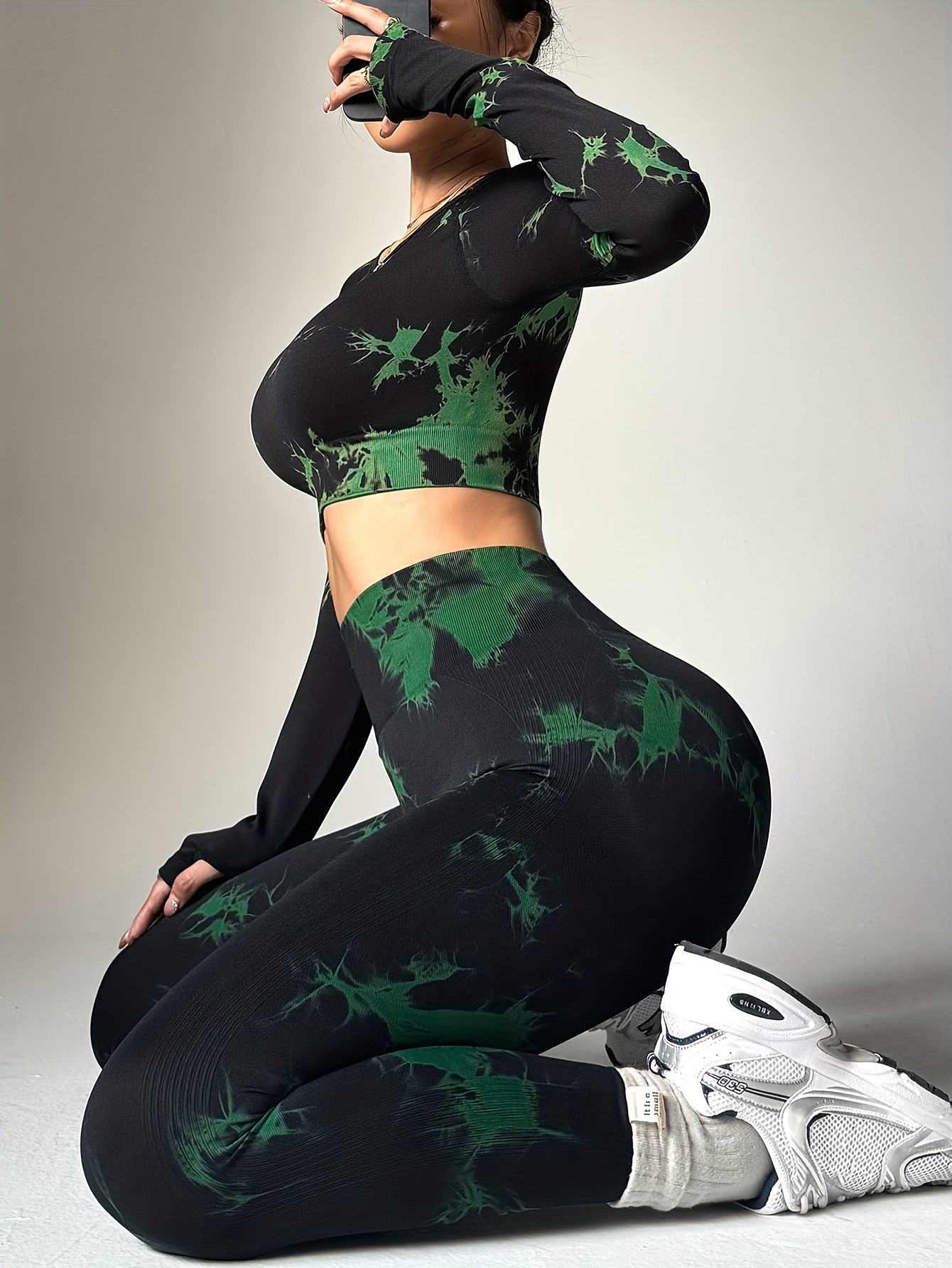 Women'S New Seamless Tie Dye Sports Pants with Leggings, Suitable for Waist Cinching, Belly Tightening, Hip Lifting, And Leg Shaping, Suitable for Outdoor Sports, Fitness, Running, And Yoga Wear, All Season Version