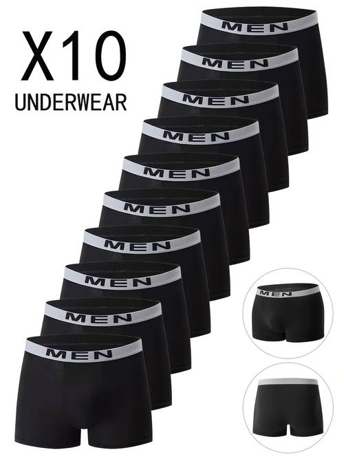 10 pack mens solid color boxer briefs comfortable breathable stretch trunks for sports or wear