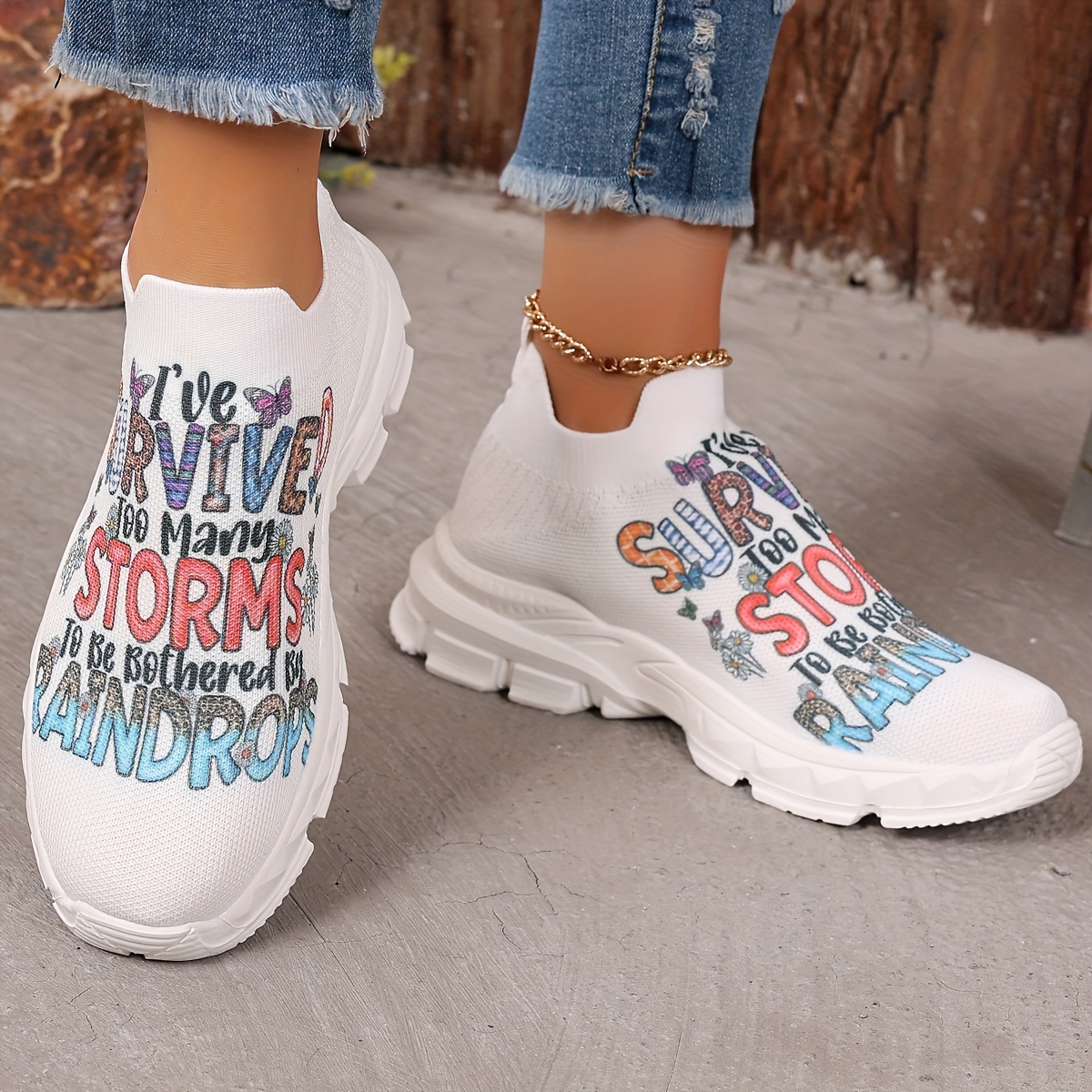 

Women's Elegant Slip-on Sneakers With Lightweight Eva Sole And Positioning Printed Upper - Low Top Fabric Casual Shoes With Plain Toe Design For All-season Comfort From Taizhou