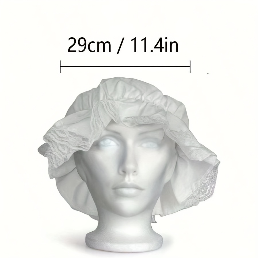 Image of 1pc Grandma Hat Halloween White Mob Cap Sleep Bonnet Hat Colonial Costume Mop Hat Additions For Maid Girls And Women
