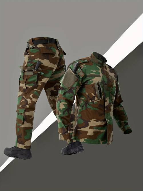 four color camouflage training suit outdoor military cs expansion long sleeve training uniform scratch resistant durable acu camouflage set for men