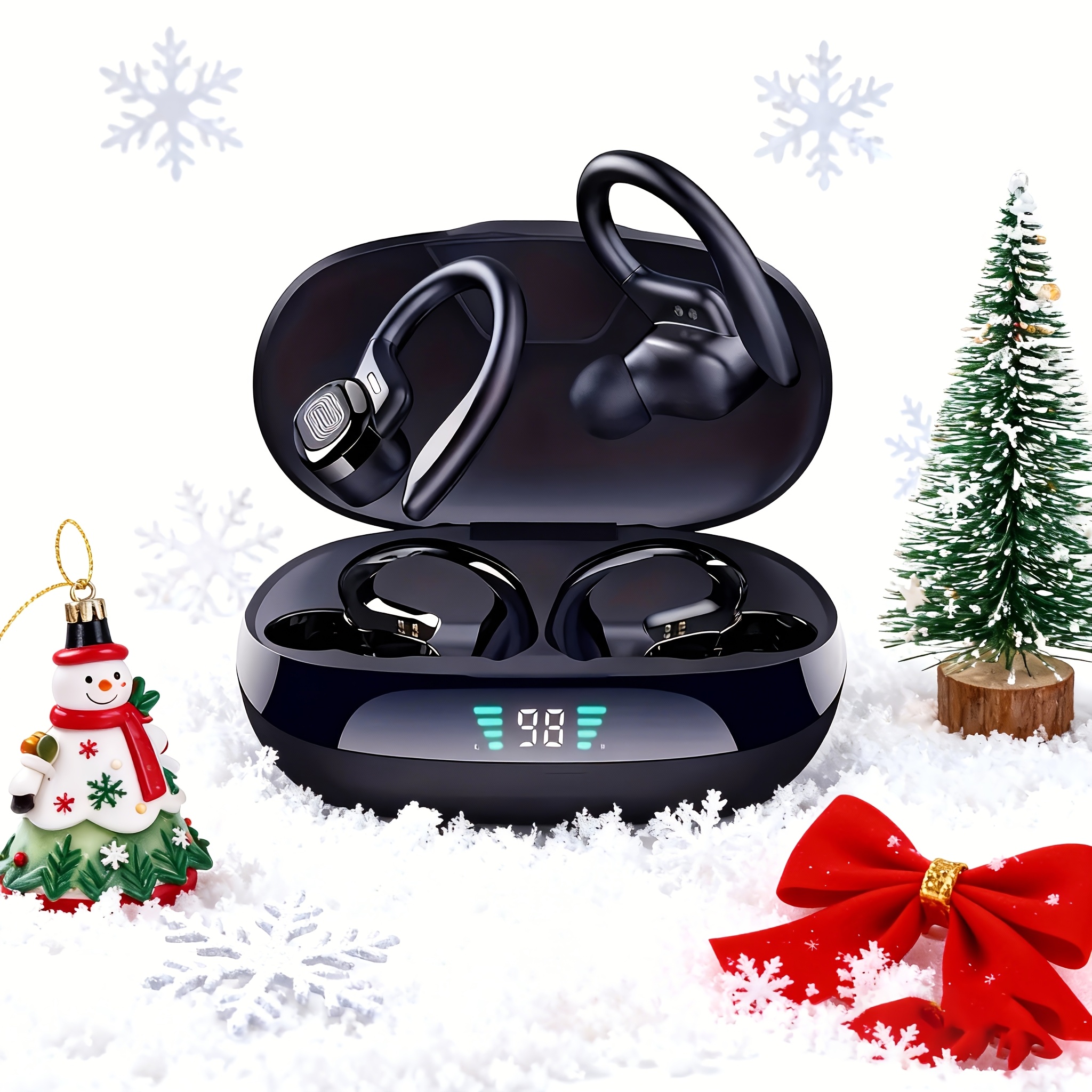 LAN XUN Auriculares Inalámbricos 5.3 con Micrófono - Auriculares Estéreo TWS Deportivos, Control Táctil, Estuche de Carga USB-C con Pantalla Digital, Ajuste Cómodo con Gancho para la Oreja, Sonido de Alta Calidad, Incluye Estuche Protector - Imagen 10