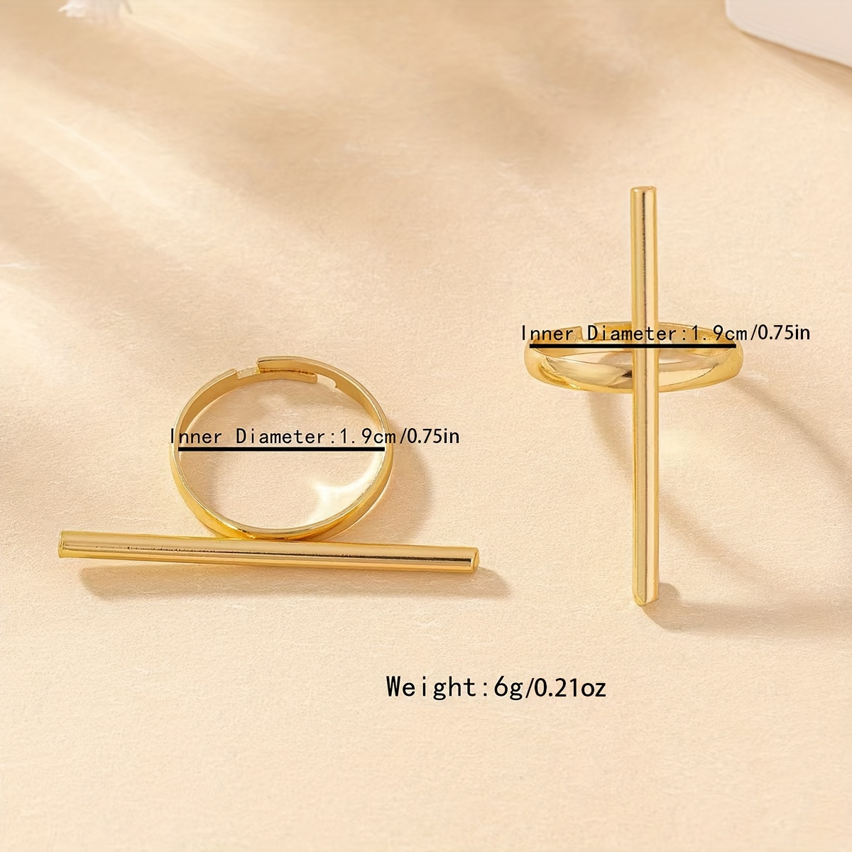 Geometric Bar & Ring Set Minimalist Alloy Accessory for Women
