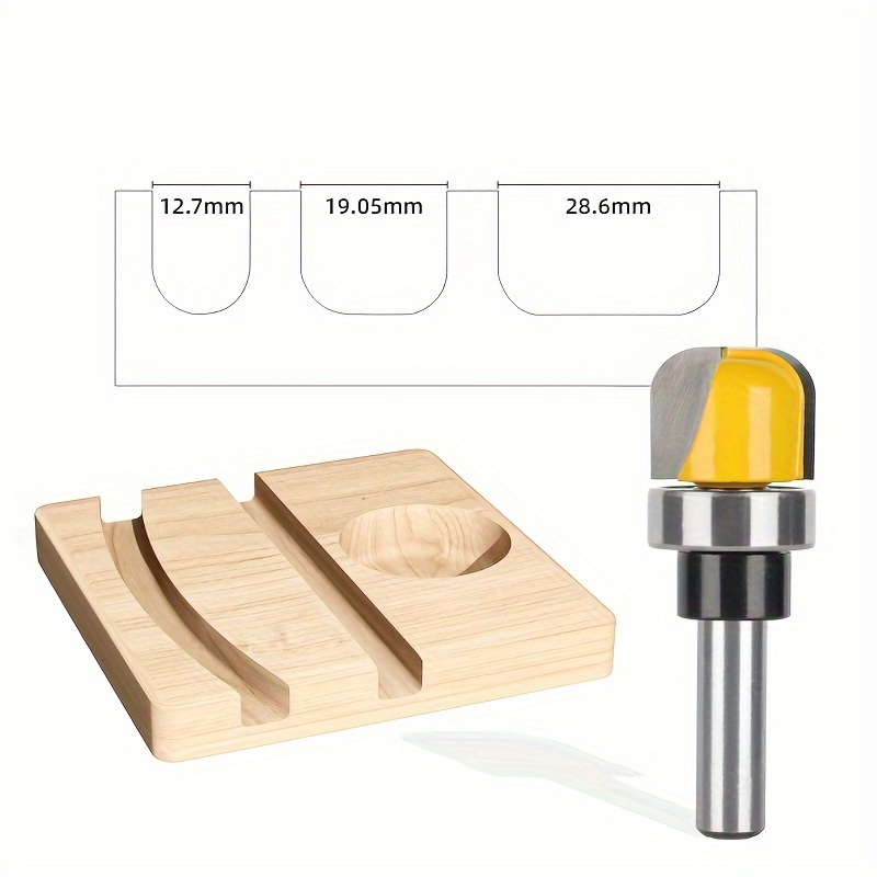 

3-piece Bowl & Tray Template Router Bits, 1/4" Shank, For Slotting, Arc Digging, And Trimming Of Wood - Tungsten Steel, Round Handle