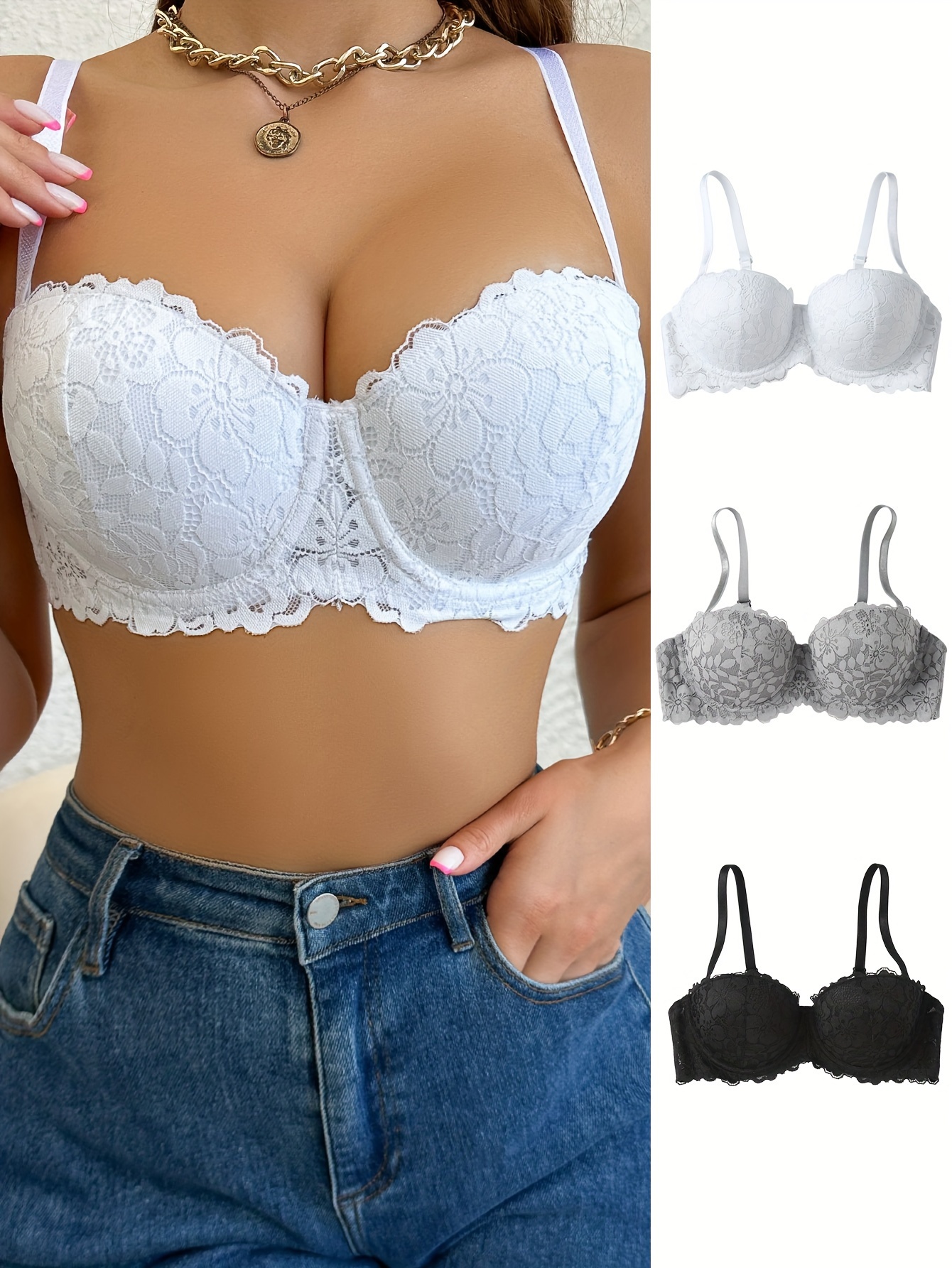 Damen Fitness Top Mit Push-Up BH - Spitze Design Atmungsaktiv & Bequem