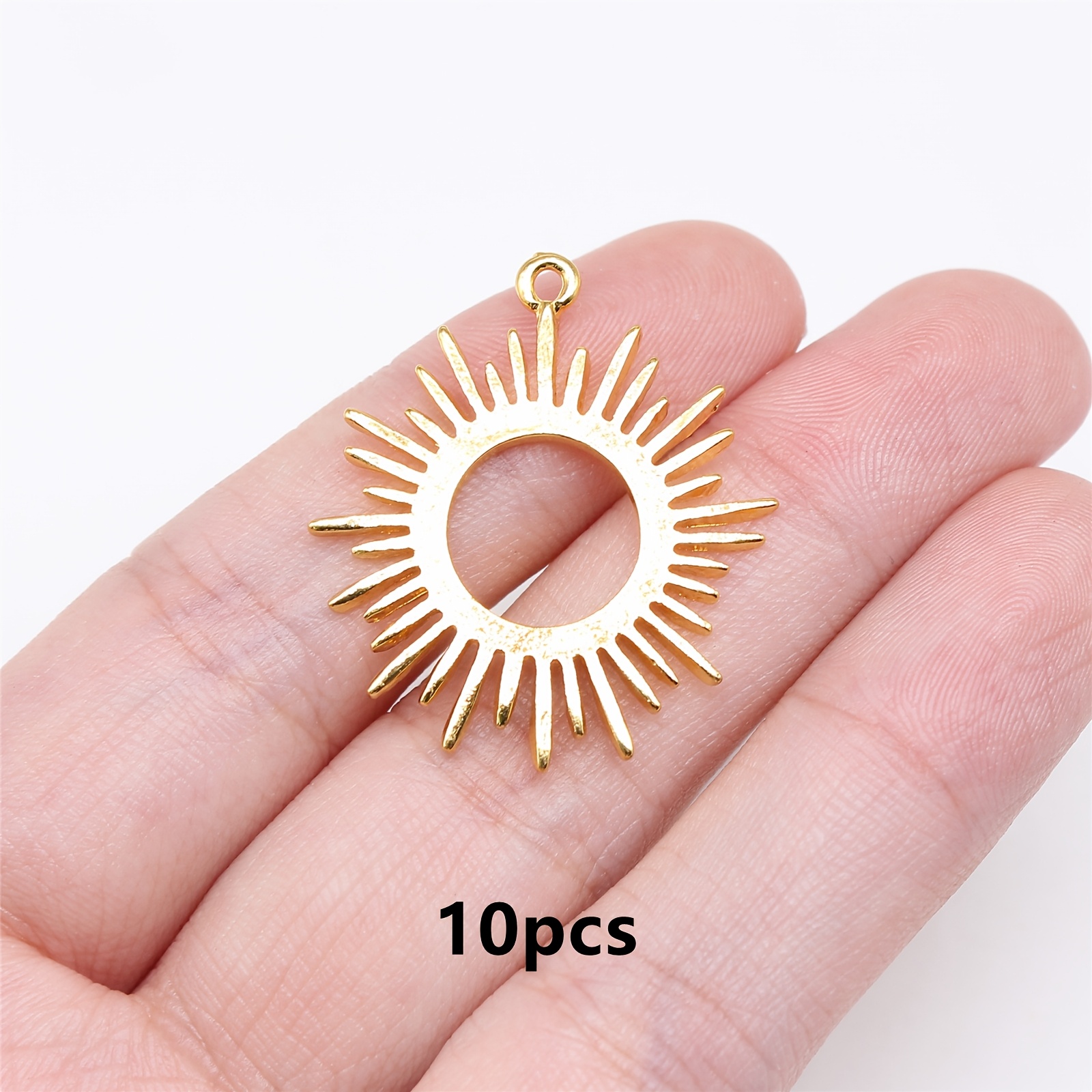 TEMU 10 Stk. Vintage Sonnen-Anhänger-Charms, Böhmischer Schmuckzubehör für DIY handgemachte Ohrringe, Armbänder, Schmuckherstellung, 27x30mm