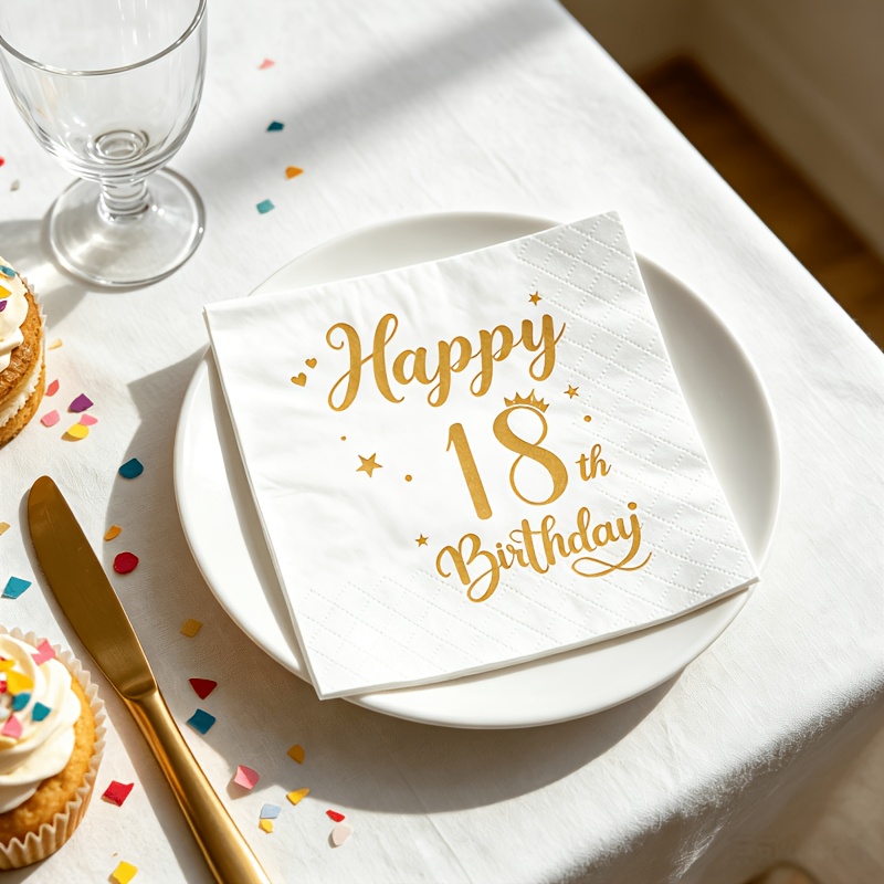 TEMU 50pcs/set 18th Birthday Party Napkins, Paper Towels, Party Table Decorations, Suitable For 18th Birthday Parties, Celebration Additions, Event