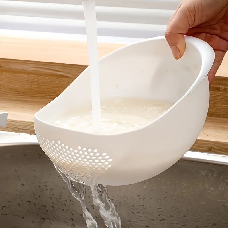 1pc Multifunctional Kitchen Rice Washing Tool, Vegetable Washing Basket, Convenient Draining Rice Strainer Holes, Versatile Plastic Rice Washing Basin