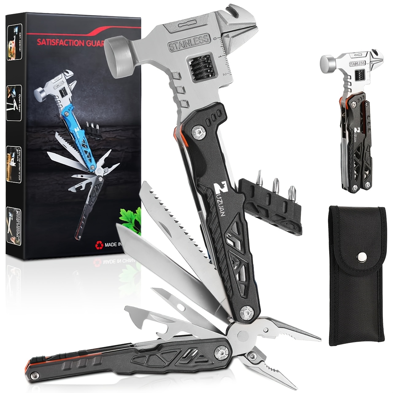 12 in 1 hammer multitool gifts for men white elephant gifts for adults ideal for dad husband christmas camping essentials gear metal material Product details 0