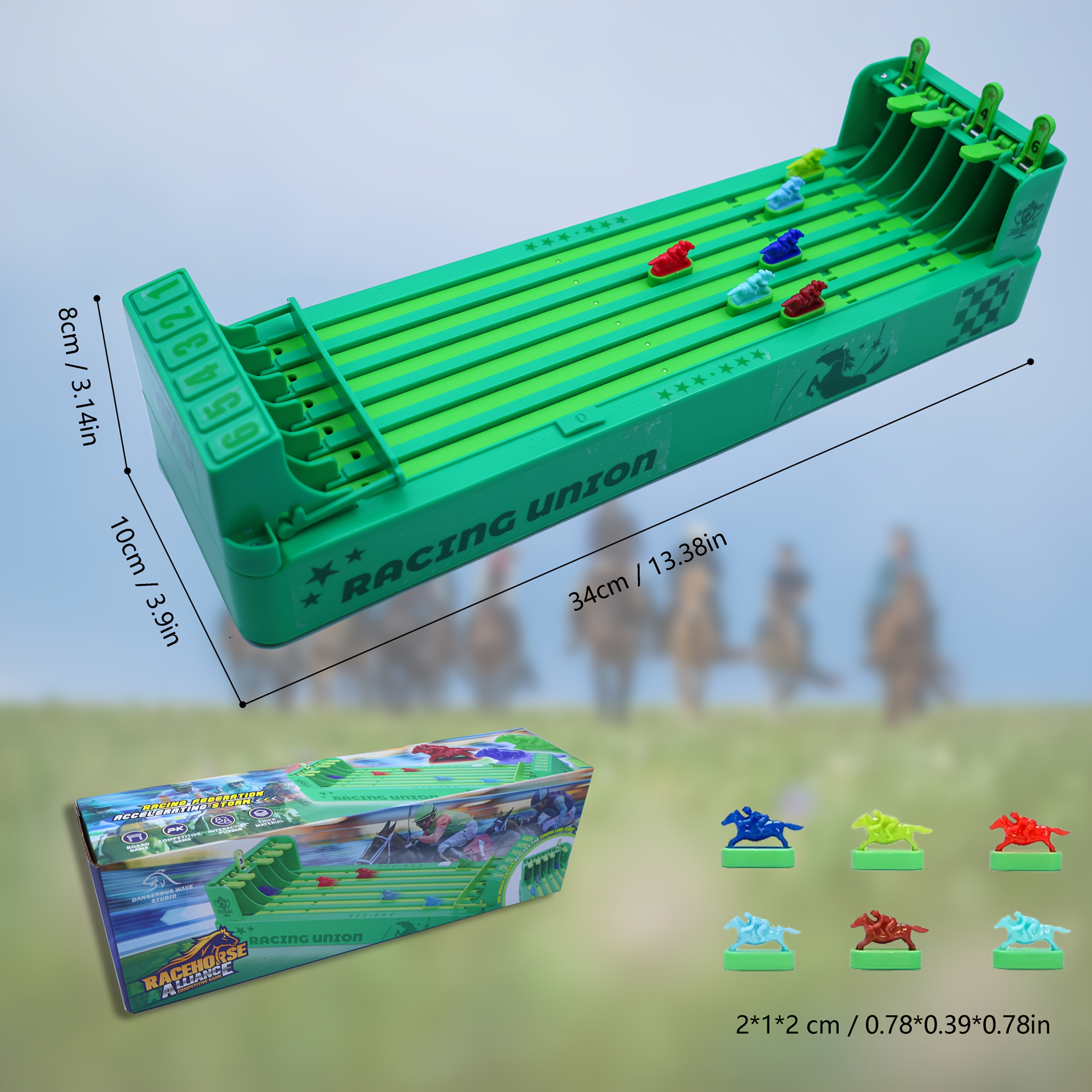 Racing Union Six-Horse Track Game - Colorful Plastic Horse Racing Board with 6 Tracks, Vibrant Pony Figures, Ideal for Family Gatherings & Holiday Gifts, Includes Storage Box, Horse Racing Game|Playful Horse Racing|Durable Plastic