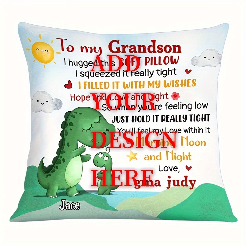 

1pc Personalized Single-sided Short Plush Printed Throw Pillow, With Customized Photo, Blessing For Grandson, Granddaughter, Gift