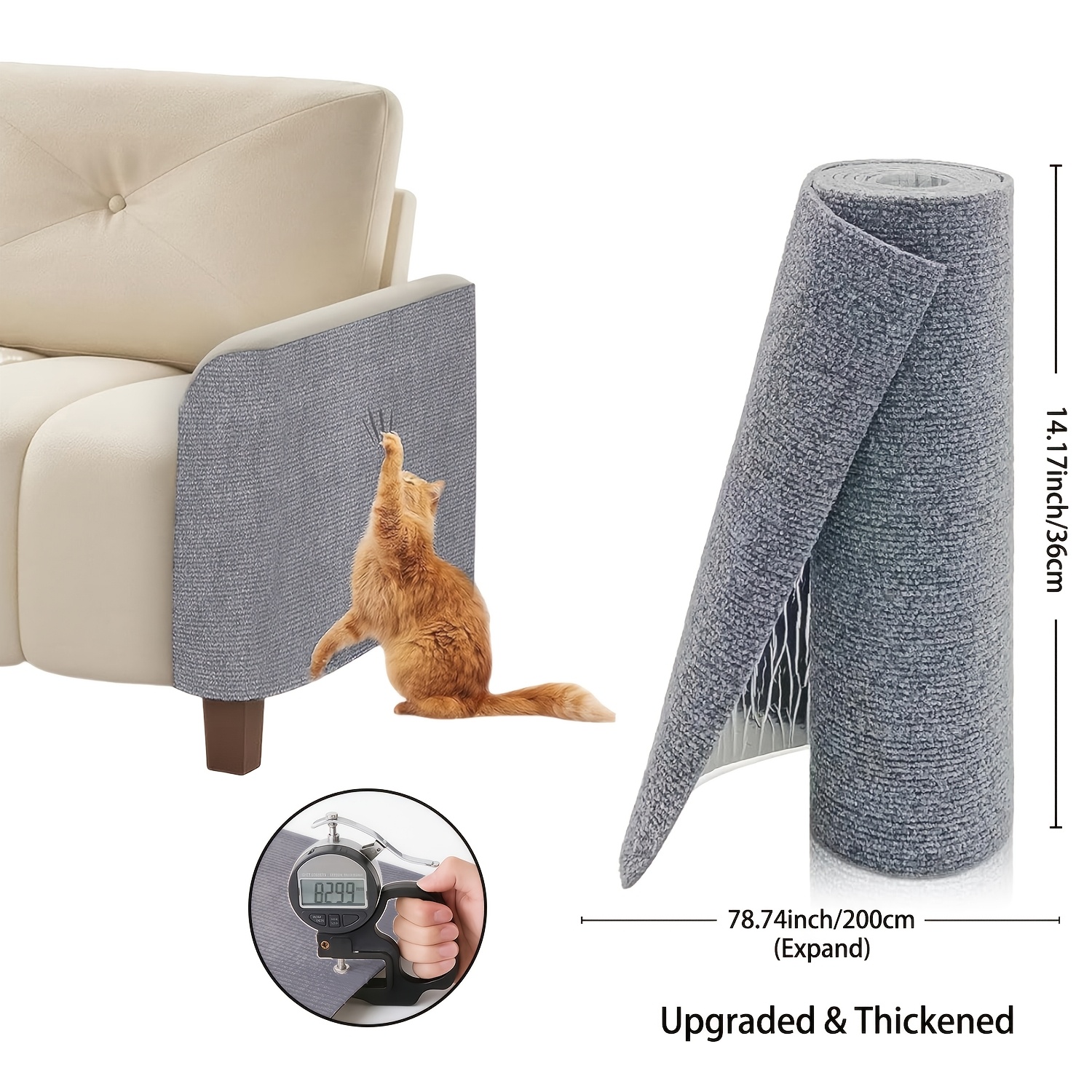 TEMU Cat Scratch Furniture Protectors, Self-adhesive Sofa Scratch Protectors, Durable Cat Scratching Post Rugs, Trimmable Sofa And Wall Protectors,