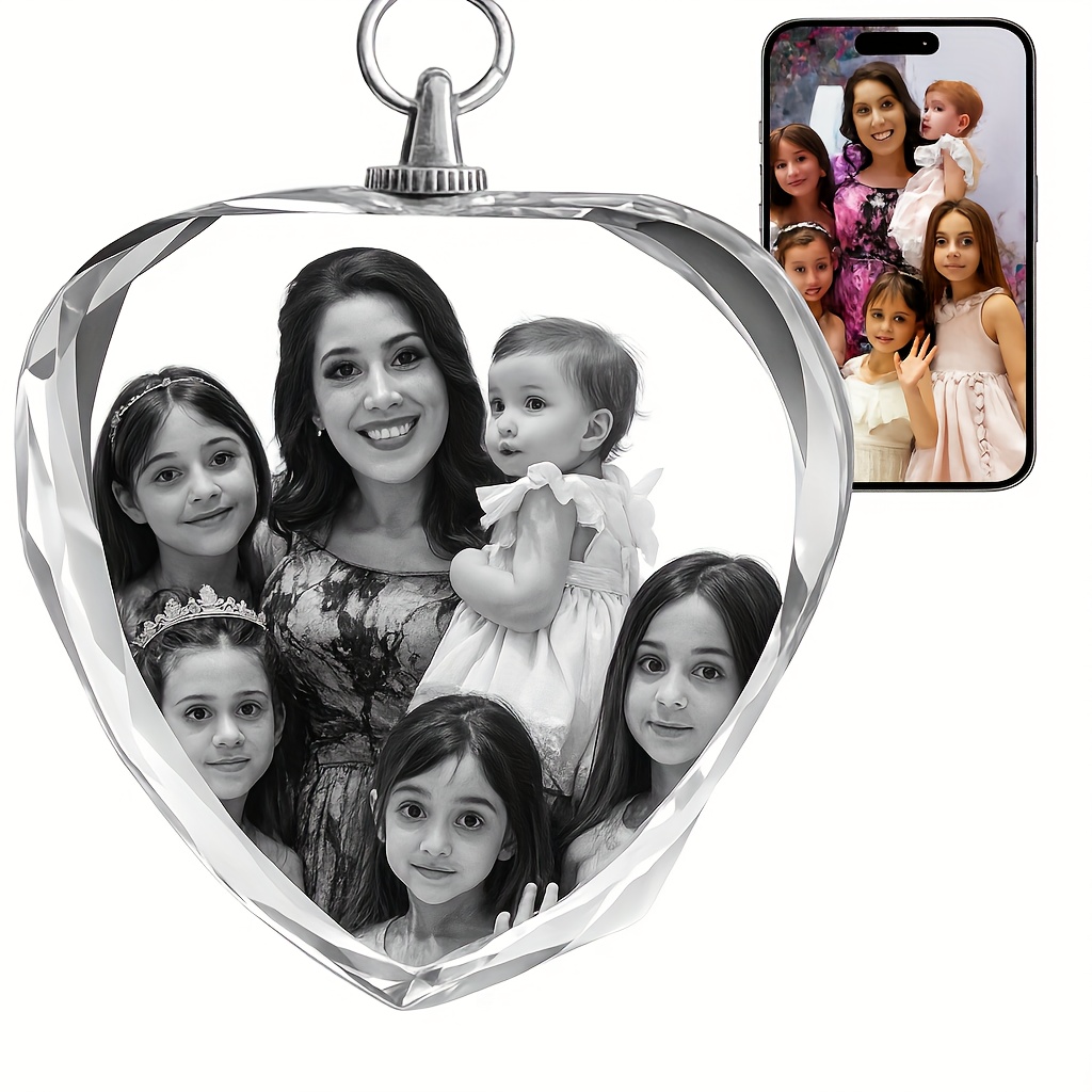 2d Flat, Custom 2d Laser Engraved Artificial Crystal Necklace Of Heart Or Rectangle Pendant Keepsake For Pets Family And Lovers Memories That Never Fade