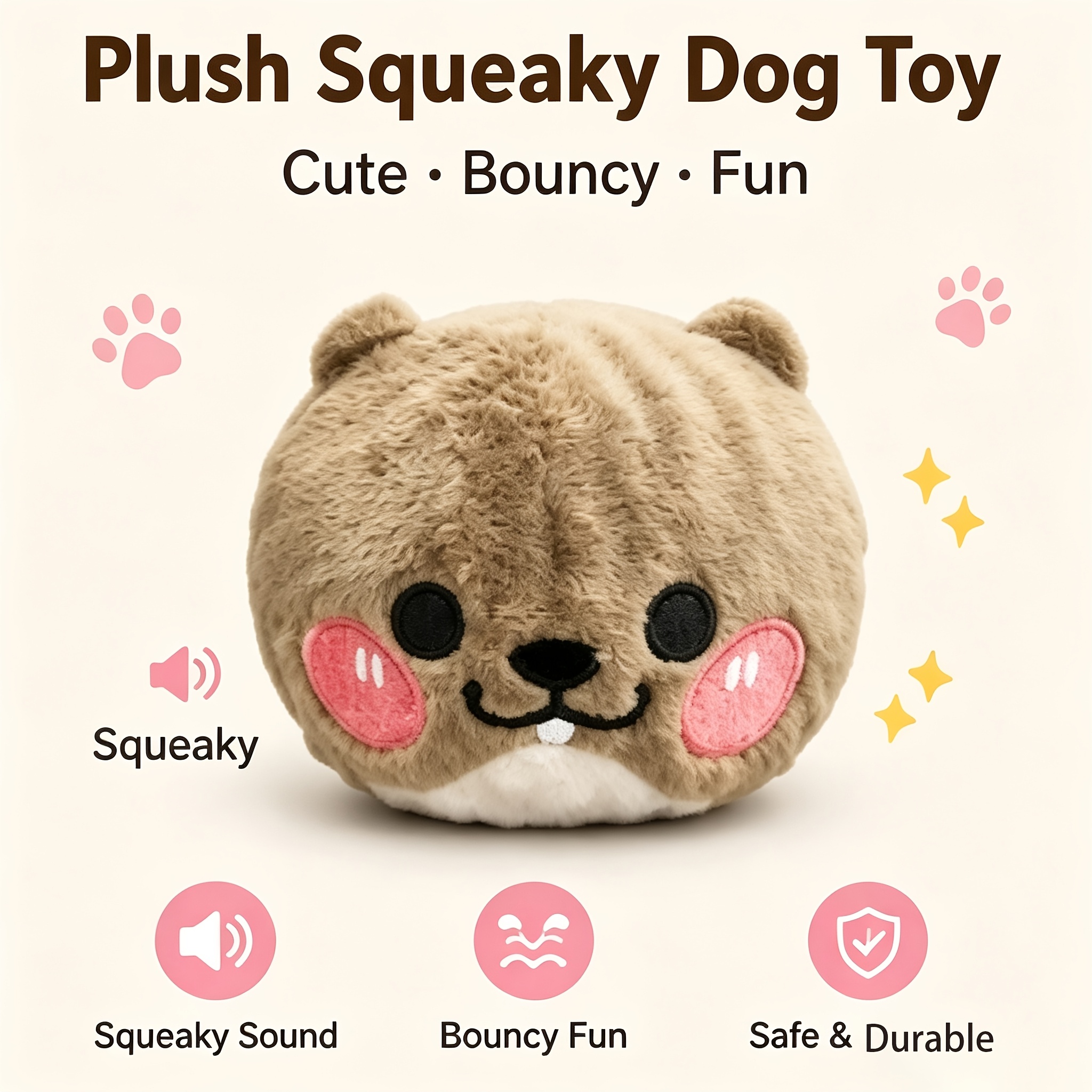 TEMU Jouet en peluche pour chien de mer, poupée pour animal de compagnie couineuse et rebondissante, jouet interactif à jeu à la mastication pour la
