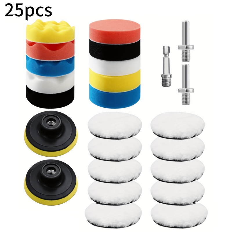 TEMU 23/25pcs 75mm Polishing Sponge Pad Set, 23pcs Car Polishing Kit, Polishing Accessories For Cordless Screwdriver Car Polishing, Sanding, And