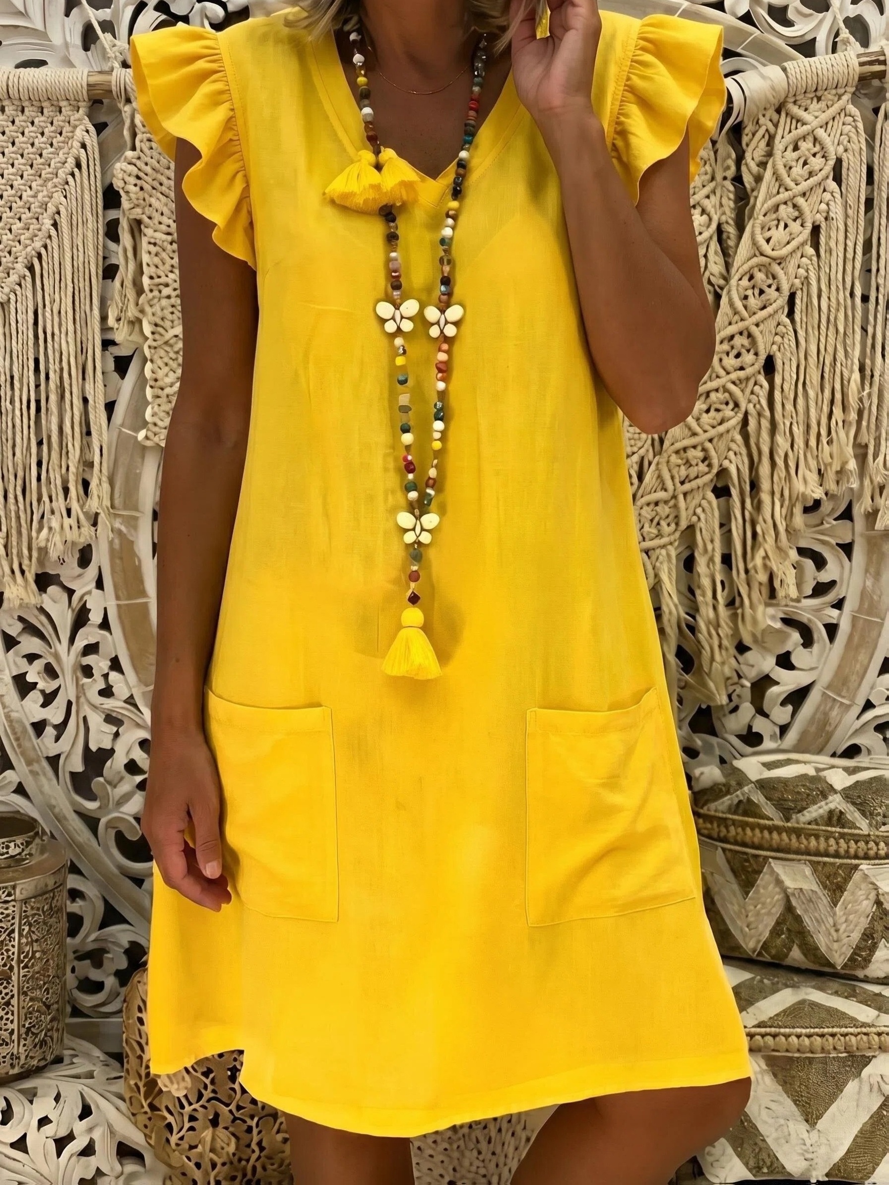 plus size yellow t shirt dress Plus Size Crepe Knit Sleeveless Tiered Shirt Dress