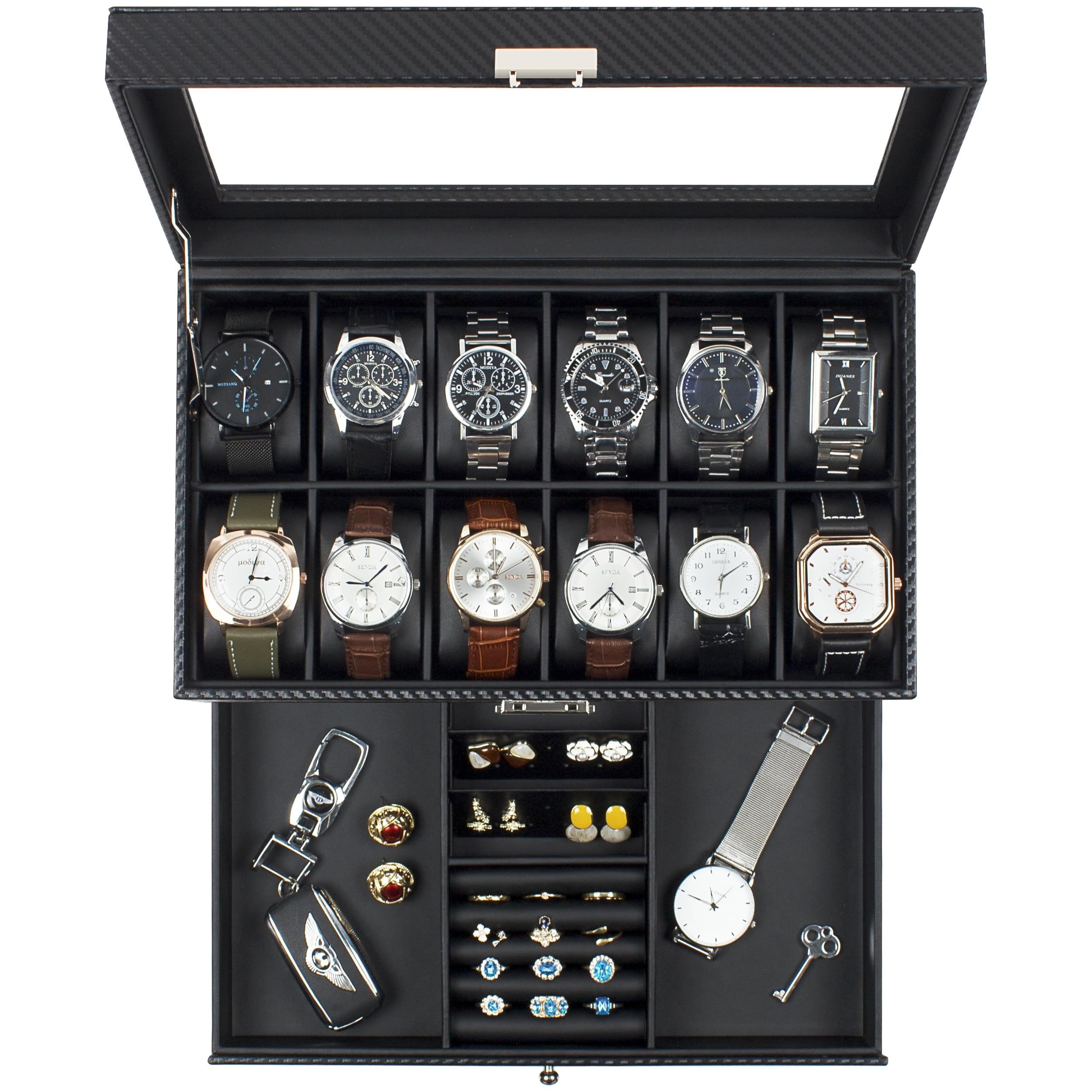 Jewelry Box Organizer Watch Box Luxury 12 Slot Leather Watch Box