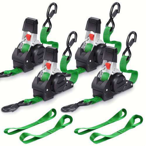 4pcs retractable ratchet straps 2pcs heavy duty auto self retracting tie down straps cargo straps for truck cargo trailer motorcycle moving appliances