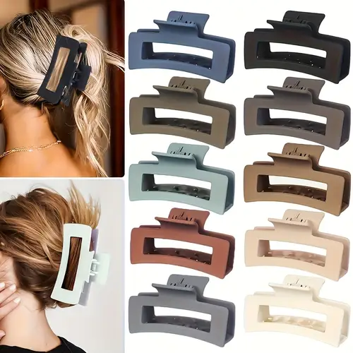 10pcs large size hair claw multicolor matte set womens versatile durable shower detangling clip