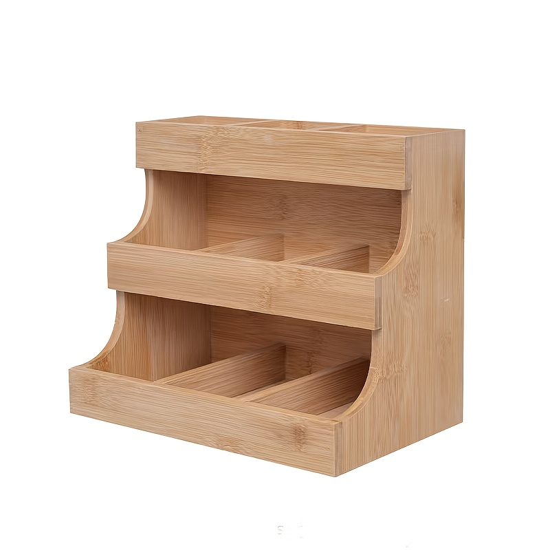 TEMU Tea Bag Storage Box – Holds 180 Teabags, Small Wooden Container For Home Kitchen Office Use - Ideal For Sugar Packs Sweetener Creamer