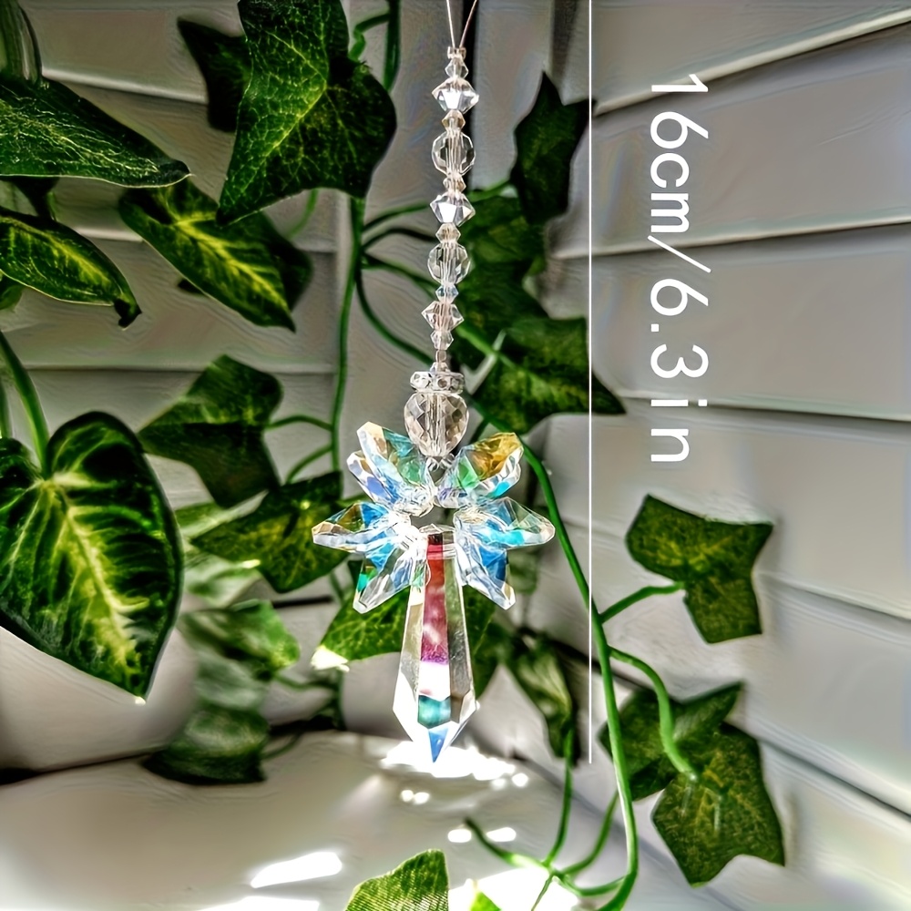 Crystal Snowflake Guardian Angel Rainbow Light Catcher Pendant