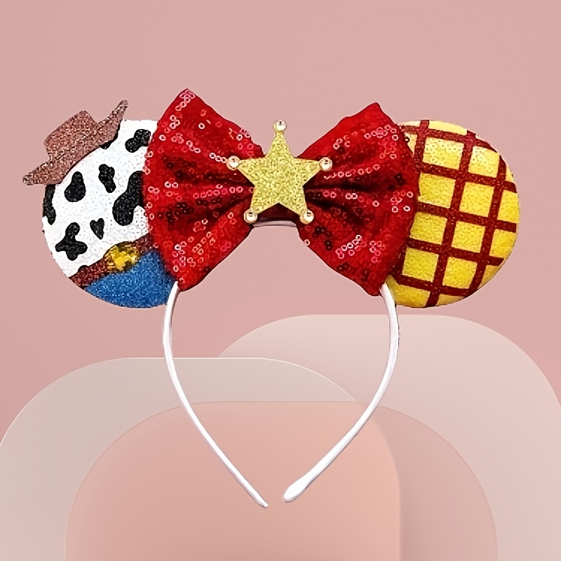 

Anime-themed Sequined Bow Headband With Ears, Polyester, Non-washable, For Cosplay & Stage Performances, Accessory For 15+