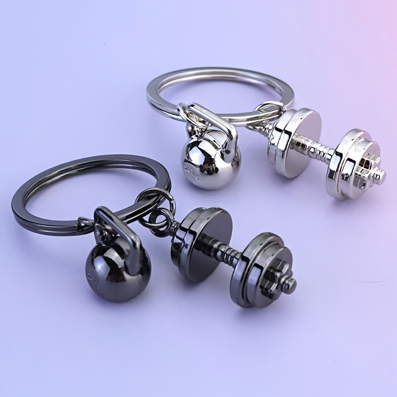 

European And Dumbbell Keychain Modern Simple Zinc Alloy Kettlebell Dumbbell Combination Pendant Sports Activities Souvenir With Hand Gift For To Give Fitness Enthusiasts Creative Gifts