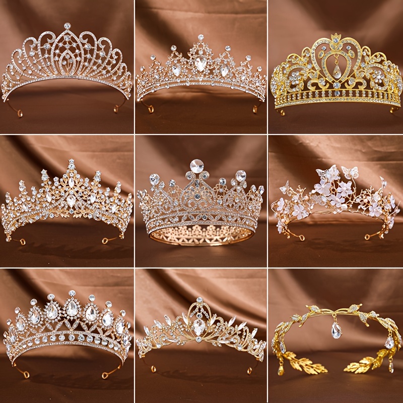 

1pc Golden Baroque Imitation Crystal Tiaras And Crowns For Women Bride Rhinestone Prom Diadem Headband Bridal Wedding Hair Accessories Jewelry Crown Gift