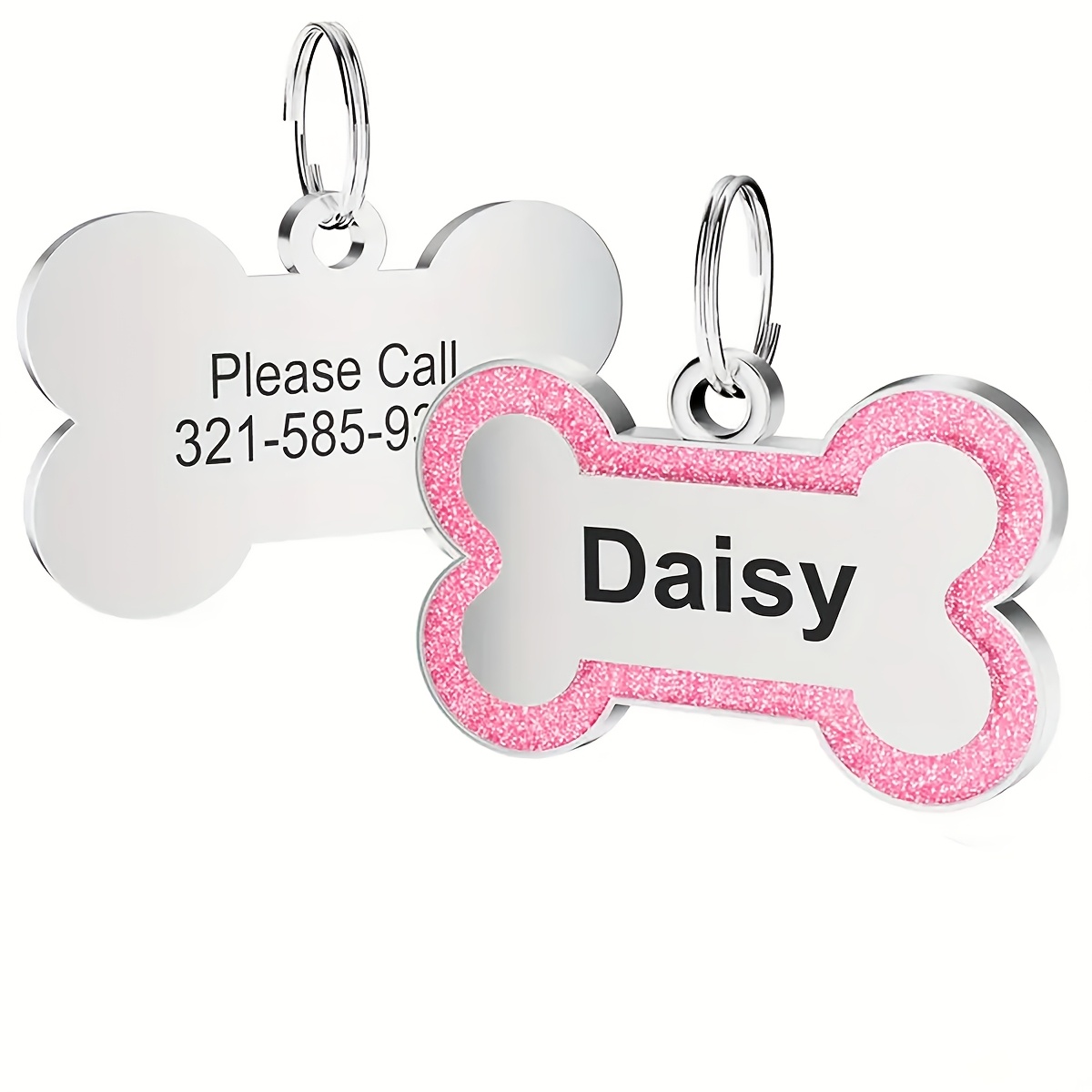 TEMU Customized Alloy Dog Tags | Dropper Bone Shaped, Engraved Names And Contact Numbers To Prevent Pets From Losing, Pet Souvenirs