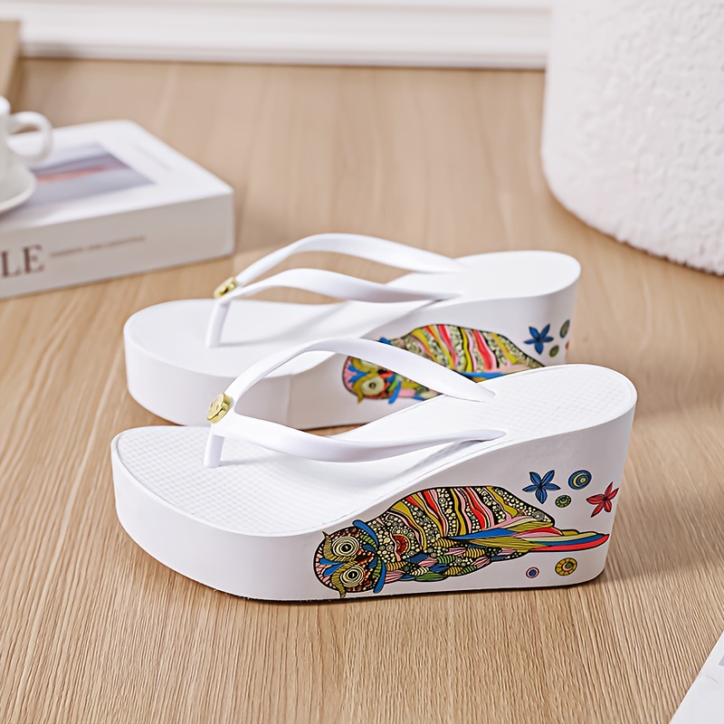 Summer New Women'S Thick Sole Wedge Flip-Flops, Comfortable Footwear for Home And Travel, Women Shoes