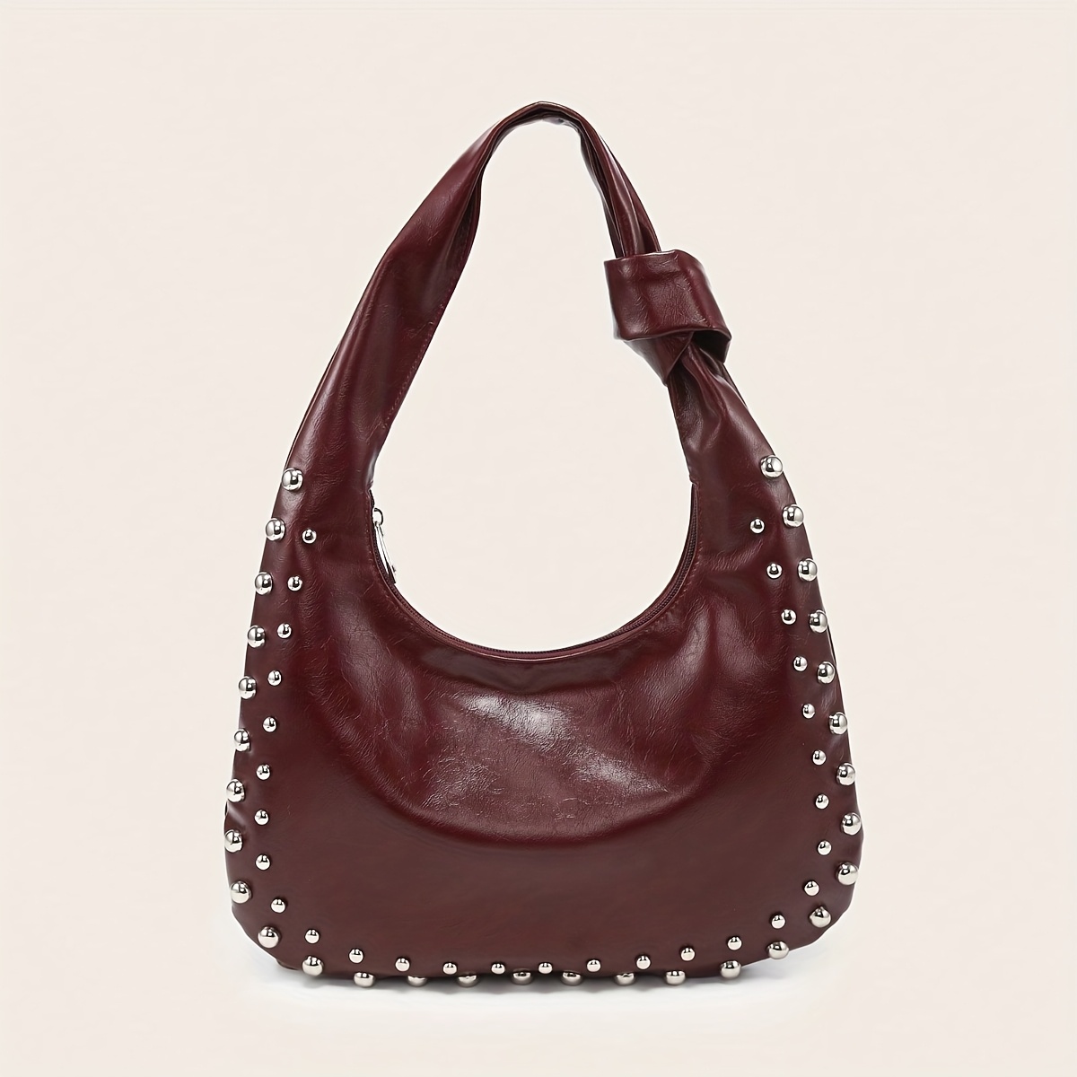 Women' Color Pu Large Capacity Retro All-match Commuting Style Single Shoulder Armpit Knot Crescent Bag