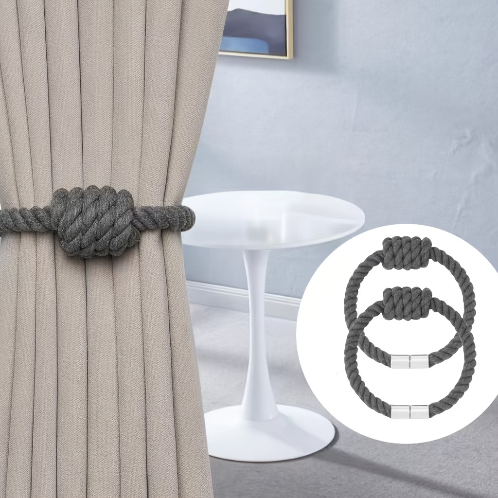 TEMU 2pcs Of Modern Magnetic Curtain Buckles- For Drilling, Polyester Design Metal Curtain , Fashionable Curtain Decoration, Easy Style Curtain Clip,