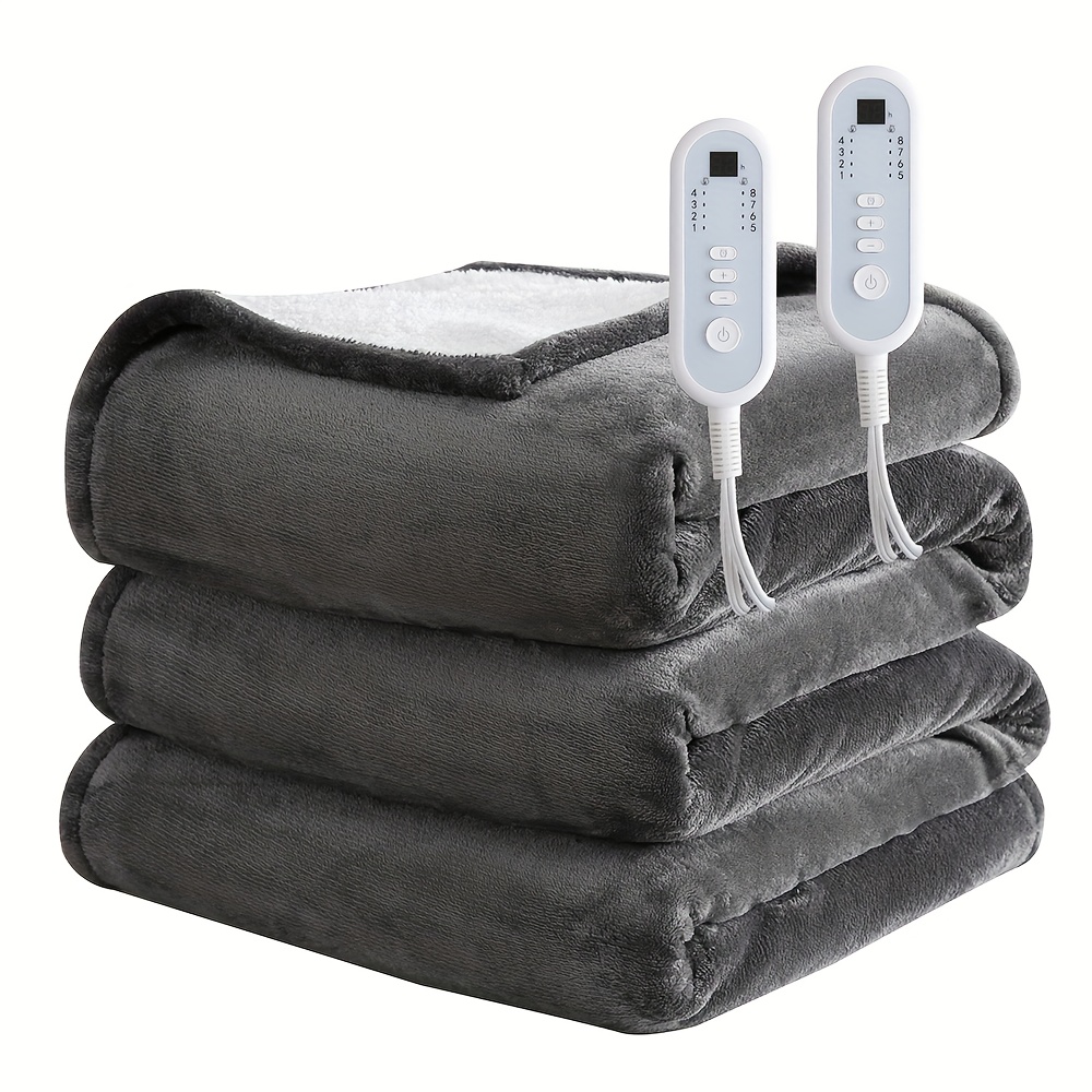 Extra Large Flannel And Electric Blanket With Time And Temperature Control, 10 Hour Auto-Off, 8 Temperature Levels, Queen/King Two Controllers, Throw/Twin/Full With 1 Controller, Machine Washable, PTC+NTC Overheat Protection 12 Extra Large Flannel And Electric Blanket With Time And Temperature Control, 10 Hour Auto-Off, 8 Temperature Levels, Queen/King Two Controllers, Throw/Twin/Full With 1 Controller, Machine Washable, PTC+NTC Overheat Protection - Image 12