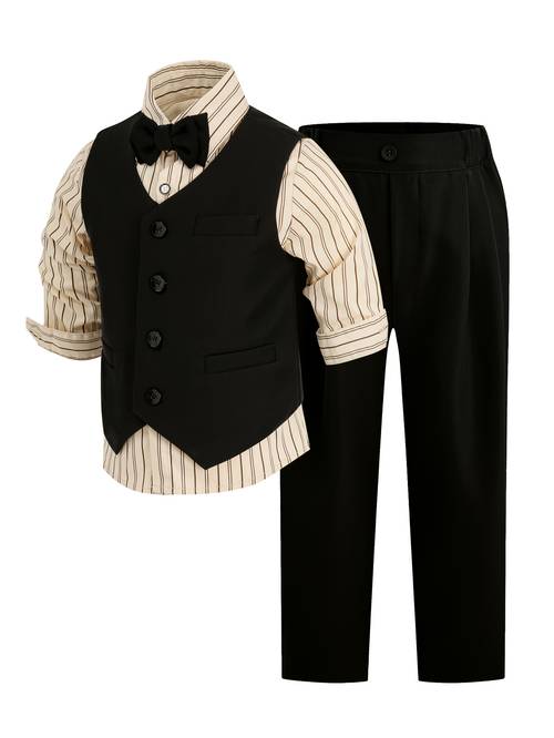 New boys' suit vest, pants, tie suitable for piano hosting, performances, weddings, birthdays, formal occasions, formal dress, daily wear (vest+pants+tie), no shirt, Performance, Special Occasion Outfit, Classic Vest Set, Sophisticated 's Outfit, Durable Wear, Comfortable Formal Dress, 's Formal Set, Formal Vest Combo, Formal Wear