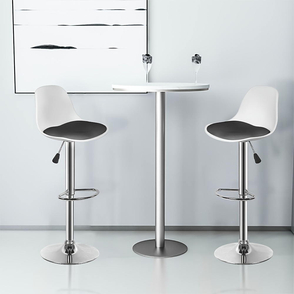 2pcs Adjustable Swivel Bar Stools With - Heavy-duty Pu Leather & Metal Counter Chairs, Height Adjustable (55-75cm), Cushioned Oval Seats Suitable For, Cafe, Bar - Assembly