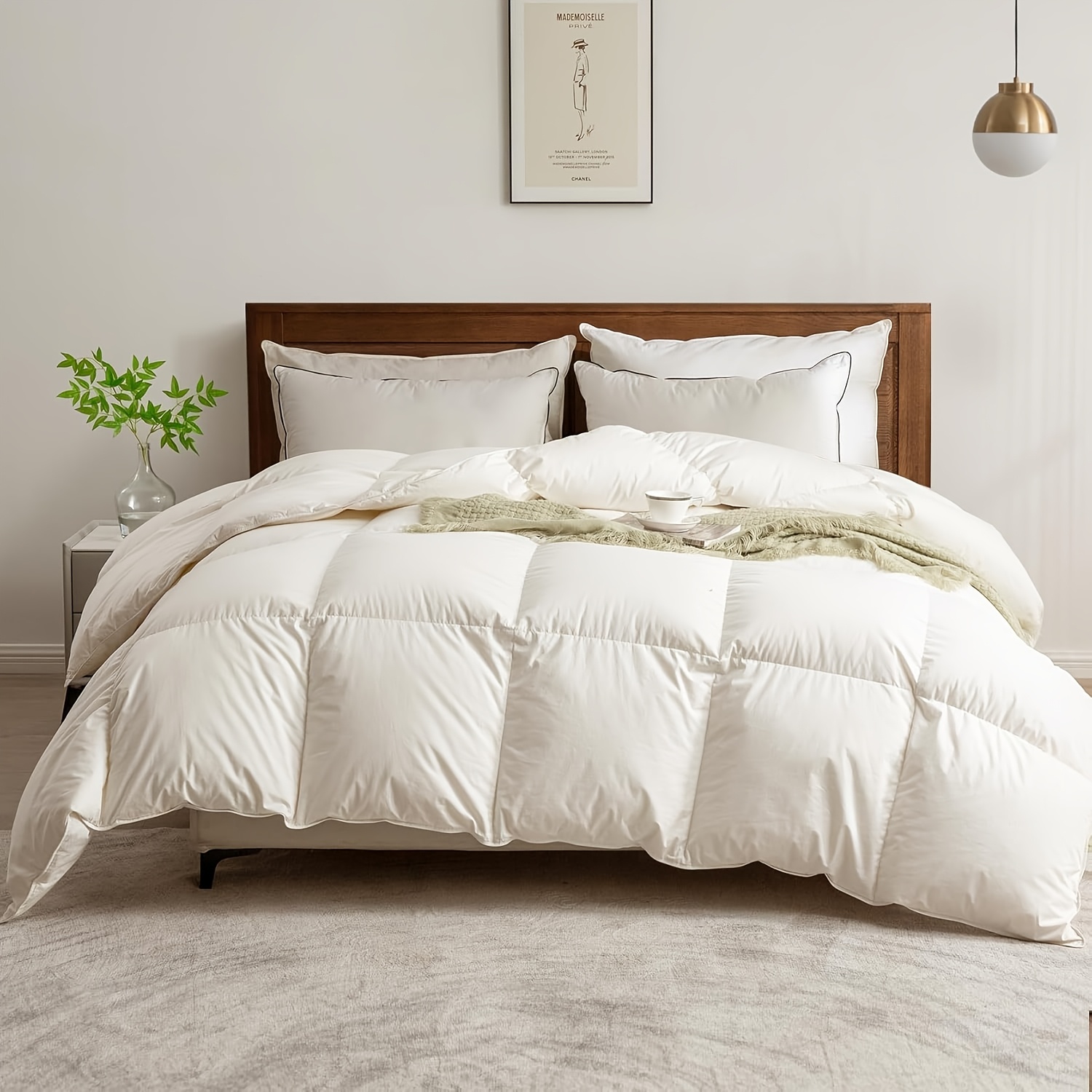 TEMU Luxury Goose Down Duvet, 450gsm Premium Down Filling, 10% Down And 90% Feather, 5 Sizes 135x200, 155x220, 200x200, 220x240, 240x260, Soft 100%