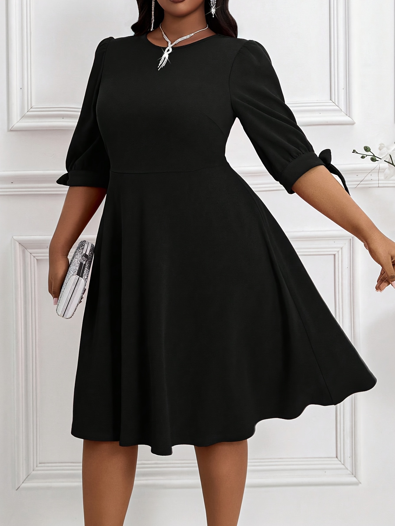 plus size black holiday dress sold on Temu United States modest sage wedding guest dress