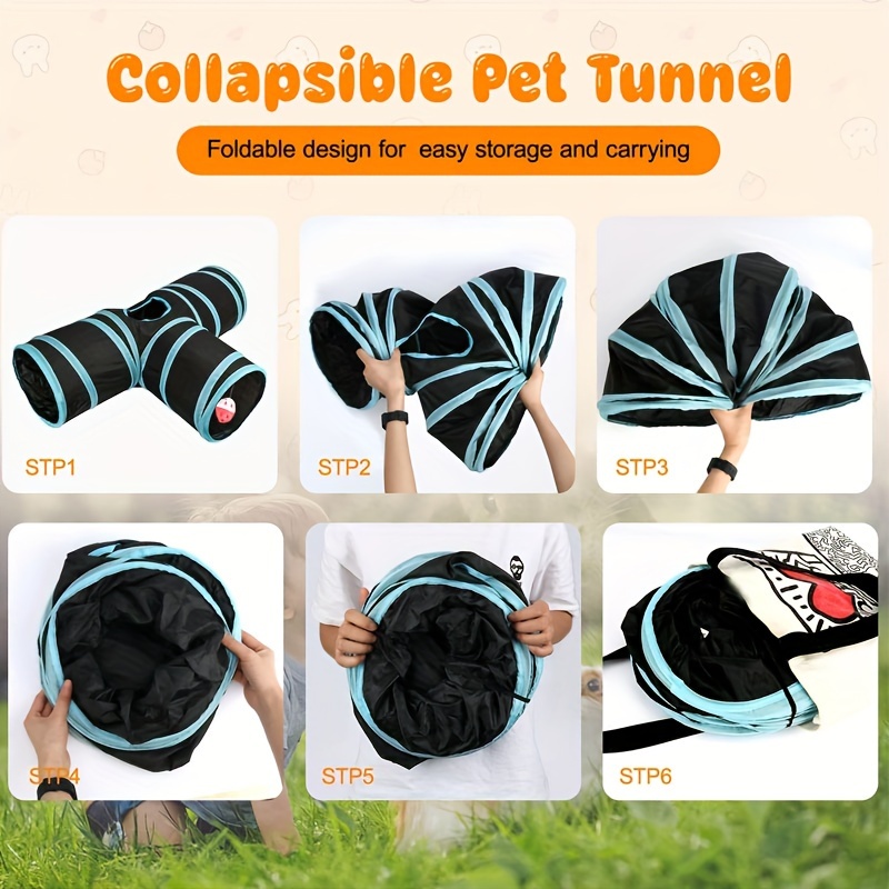 Een opvouwbare speeltunnel voor huisdieren