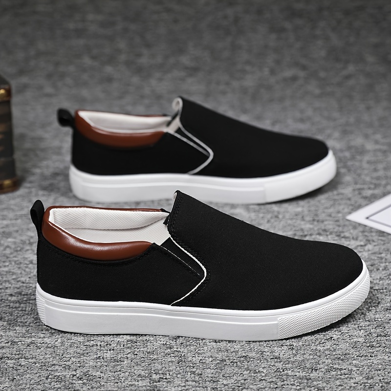 Mocassins Homme Toile Slip-On Chaussures Basses Rétro pour Hommes - Légères, Respirantes et Antidérapantes - Adhérence Tout Terrain, Semelle et Tissu en Toile, Chaussures de Skate Décontractées Adaptées au Quotidien, Extérieur, Salle de Sport - Confortables et Durables